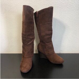 Leila Stone Brown Faux Suede Heeled Boots